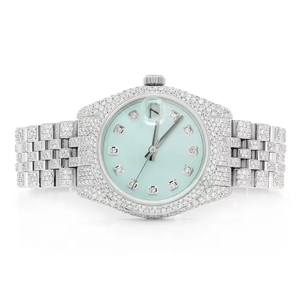 Reloj de Lujo con Movimiento de Cuarzo ETA, Acero Inoxidable, 20 mm, Unisex, Cristal Azul Cielo, Diamante Moissanita, 41 mm, Resistente al Agua 10 Bar - Product Image 1