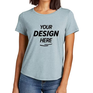 T-shirt personnalisé pour femme, coupe ample, col rond, imprimé graphique, broderie, coton, fibre de bambou, séchage rapide - Product Image 1