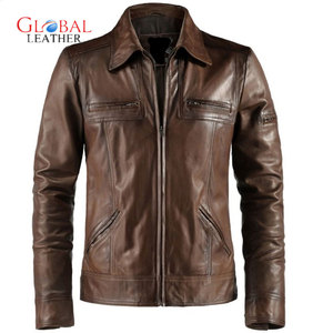 Chaqueta de Motociclista Retro para Hombre de Alta Calidad, Cuero Genuino de Piel de Oveja, Impermeable, Transpirable, Ecológica, Color Marrón, Secado Rápido - Product Image 3