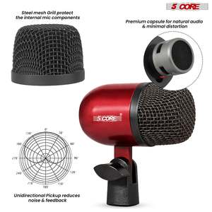 Kit de Micrófonos Profesionales de 5 Núcleos para Conga, Snare y Tom, con Conexión XLR, Cardioide y Unidireccional - Product Image 2