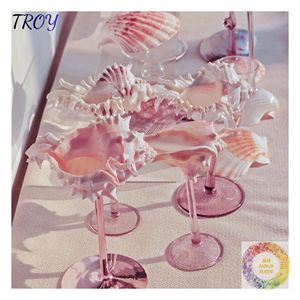 Verre à vin thème océan coquillage pour la décoration de table nuptiale, les séances photo de mariage sur la plage et les présentations élégantes pour célébrations - Product Image 1