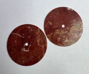 Red jasper Watch Dial 31.5 mm One Sided Polished Flat Cut <b>Face</b> 1 mm Thick 2mm Center Hole - Product Image 1