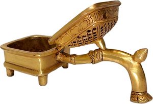 Handcrafted Vintage Brass Incense <b>Burner</b> with Handle Traditional Dhoop Dhuni Pot for Pooja Home Temple Aromatherapy Decor - Product Image 2