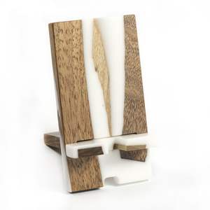 Support de téléphone en bois fait main avec résine époxy, support de téléphone portable en bois naturel, support de bureau pour smartphone, pour la maison et le bureau, Craftera Exports - Product Image 3