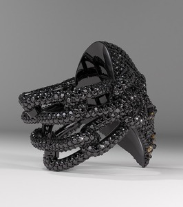 Black and Yellow Iced Out Mask <b>Ring</b> for <b>Men</b> Luxury CZ Stone Hip Hop Statement Jewellry with Bold Design - Product Image 3