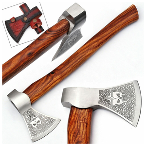 Hache Viking de qualité industrielle traditionnelle, lame en acier au carbone (4 3/4 de pouce de tranchant), manche en bois artisanal, survie - Product Image 5