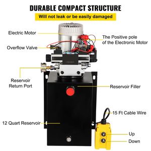 Pompa Idraulica Elettrica a Doppio Effetto 12V da 12 Litri per Rimorchi Ribaltabili - Componenti Idraulici - Product Image 5
