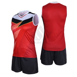 Custom <b>Men's</b> Red Sleeveless Volleyball Jersey Set With Black Shorts Breathable Mesh Sublimated Print Adult All Seasons Sports - Product Image 2
