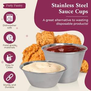 Hot Selling Item Commercial Grade Stainless Steel Dipping Sauce <b>Cups</b> Individual Portion <b>Cups</b> Condiment Storage Container Box - Product Image 2