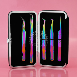 Pinzas de Acero Inoxidable de Fabricación Japonesa con Punta de Fibra para Aplicación de Pestañas, Pinzas con Punta de Diamante para Extensión de Pestañas, Volumen de 90 Grados - Product Image 1