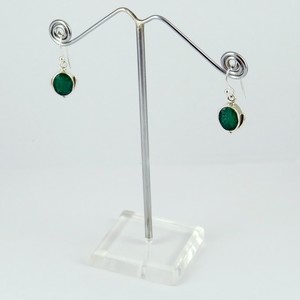 Fantastic Dreamer ! Oval Shape Dyed Emerald 925 Sterling <b>Silver</b> Bohemian <b>Huggie</b> <b>Earrings</b> 2022 Fashion Jewelry - Product Image 3