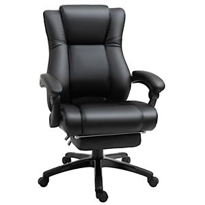 Sedia da Ufficio Direzionale con Schienale Alto e Comodo Poggiapiedi, Ergonomica Regolabile in PP per Casa e Ufficio, Seduta Girevole Nera - Product Image 1