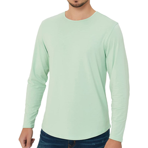 T-shirt Homme Premium Uni Coupe Slim Manches Longues Col Rond Coton/Fibre de Bambou Logo Personnalisé Haute Qualité Respirant Doux Décontracté Été - Product Image 1