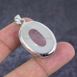 Solid 925 Sterling Silver Pendant Handmade Silver <b>Rose</b> <b>Quartz</b> Gemstone Jewelry <b>Necklace</b> for Women Gift for Her Pink Pendant - Product Image 3