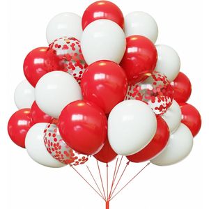Set di Palloncini con Coriandoli Rossi e Bianchi da 12 Pollici, 67 Pezzi, per Festa della Mamma, San Valentino, Compleanno, Matrimonio - Product Image 1