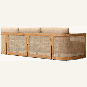 Hot sale Trieste Teak <b>Sofa</b> with <b>rattan</b> accents and three seats, modern design, suitable for <b>outdoor</b> use - Product Image 3