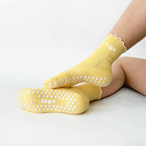 ODM High Quality Women's Crew Length Yoga <b>Socks</b> with Color Bows Ruffles <b>Grip</b> Anti-Slip Design for Pilates Daily Indoor Use - Product Image 6