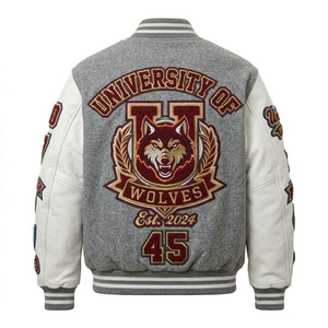 เสื้อแจ็คเก็ตเบสบอลทรงสลิมฟิตสำหรับผู้ชาย แบรนด์ Mens Hotline Miami Varsity Letterman  ผ้าวูล  แฟชั่นลำลอง  คอตั้ง  ให้ความอบอุ่น เหมาะสำหรับวัยรุ่นและนักศึกษา - Product Image 6
