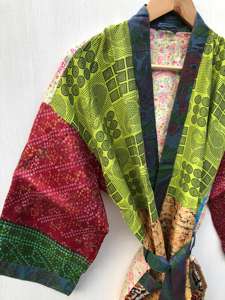 Kimono largo de seda para jardín, bata floral de seda estilo sari, kimono vintage de sari, vestido suave para fiesta en la playa, kimono indio de seda hecho a mano - Product Image 4