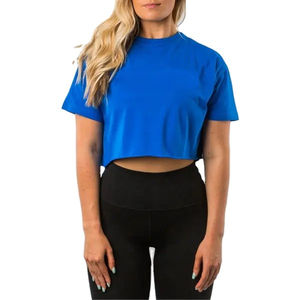 Haut court pour femme en jersey tricoté respirant et doux, avec logo imprimé et boutons, idéal pour les tenues décontractées de printemps – Meilleure vente sous marque privée - Product Image 6