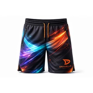 Pantalones Cortos Deportivos Sublimados Personalizados de la Marca Dravelle para Hombre, Pantalones Cortos de Malla de Poliéster Transpirable para Juegos con Bolsillos con Cremallera, P - Product Image 2