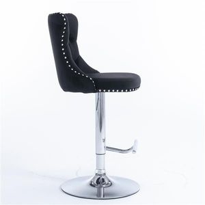 Sgabelli da Bar Girevoli Moderni in Velluto da 25-33 Pollici con Altezza Regolabile, Base Cromata e Schienale Imbottito per Casa e Bar - Product Image 5