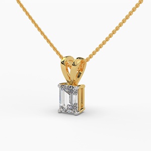 Emerald Cut Lab Grown Diamond Pendant <b>Necklace</b> in 14K Yellow Gold IGI Certified Luxury Jewelry for Party and Gift - Product Image 2