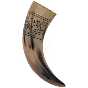 Corne à boire viking authentique avec support en fer, corne à boire sculptée, corne à boire viking antique en laiton, prête à être expédiée - Product Image 1