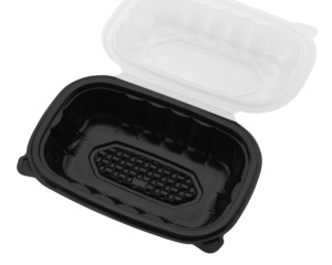 Hinged Duo-Colored PP Hoagie <b>Container</b> 9" x 6", 150pc Four Perforated Ventsear Away Hinged LidsLeak resistantMicrowave safe - Product Image 3