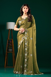 Sari en velours satiné pour femme, design indien Vexotrend, magnifique motif Patola, style traditionnel, idéal pour mariage, Diwali, soirée, infroissable - Product Image 5