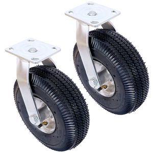 Ruota Girevole Pneumatica da 10 Pollici con Asse da 5/8 Pollici, 2 Pezzi, Piastra Orientabile, Mozzo in Acciaio, Cuscinetti a Sfera, Ruota Centrata a 2 Fori per Facile Mobilità - Product Image 1