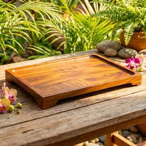 Bandeja de Servir de Madera de Paulownia Carbonizada, Tallada a Mano, de Tamaño Personalizado, para Té y Café - Product Image 3