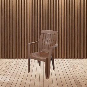 Silla Moderna de Exterior No Plegable, Rellena de Espuma Plástica y Forrada en Acrílico, con Respaldo de Listones y Reposabrazos, para Sala de Estar o Patio - Product Image 2