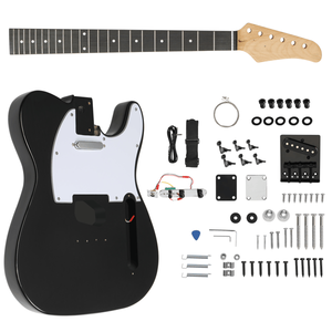 Kits de guitare électrique 6 cordes DIY style TL noir avec corps en acajou, manche en érable et accessoires - Product Image 3