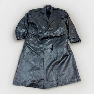 Vintage 90s Pu Leather Trench Coat Duster Men's Cyber Punk Goth Lined <b>Jackets</b> - Product Image 1