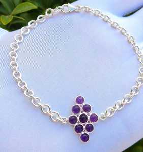 Handmade Sterling Silver Amethyst Gemstone Bracelet 7 5 Inch Elegant Jewelry Gift For Women Healing Crystal - Product Image 2