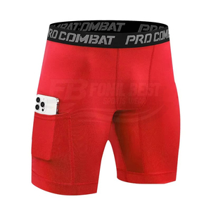 Men's <b>Compression</b> Shorts Pocket Drawstring Closure Knitted Fabric Print Design Quick Dry Sports <b>Underwear</b> Workout Yoga Briefs - Product Image 3