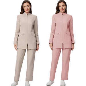 Tenue médicale personnalisée pour femme, uniforme d'hôpital à fermeture éclair avant, manches longues, en tissu tissé, avec détection d'aiguilles, thermocollage sans couture, pour le personnel infirmier - Product Image 2