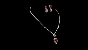 Ensemble de collier plaqué or rose avec diamants de luxe |   Bijoux de mariage avec boucles d'oreilles assorties |   Bijoux Cadeaux de Fête - Product Image 2