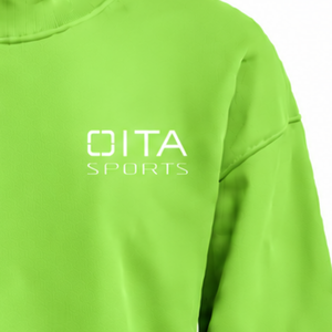 Lime Green Women Turtleneck Sweatshirt Long Sleeve <b>Pullover</b> Loose Fit Fleece High Neck Casual Winter Streetwear Fashion <b>Jumper</b> - Product Image 5