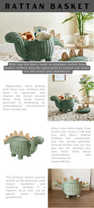 El diseño más hermoso: cesta de almacenamiento de juguetes con forma de dinosaurio para bebés, cesta de almacenamiento para bebés de ratán natural tejido. - Product Image 5