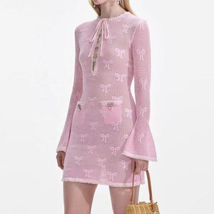Vestido AIMEISI de Cintura Alta, Manga Larga, Tejido Elástico, Elegante, Bordado con Cuentas, para Mujer, Primavera-Otoño - Product Image 6