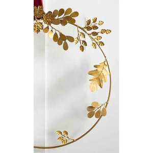 Elegante Corona de Hojas Mixtas en Metal Dorado con Follaje Detallado, Perfecta para Decoración de Pared en Otoño, Acción de Gracias o Festividades - Product Image 5