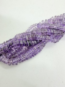 Perles de pierres précieuses en améthyste en forme de pneu Heishi, 7-8 mm, brin de 16 pouces, certifiées par un tiers, Rajasthan, modèle LG48, fabricant - Product Image 3