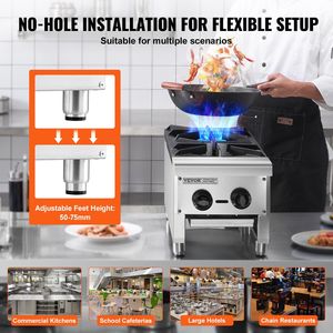 Fornello a Gas Commerciale in Acciaio Inox a 2 Fuochi, Piano Cottura da Banco, Propano/Gas Naturale, Attrezzatura da Cucina Professionale - Product Image 6