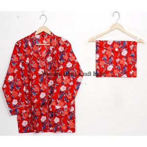 Conjunto de pijama floral para mujer, ropa de dormir de algodón, pantalones de pijama para mujer, camisa de manga larga, conjunto de pijama a juego. - Product Image 3