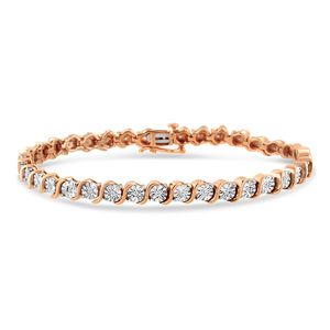 Bracciale Tennis con Diamanti 1/4 Cttw a Maglia S, in Argento Sterling .925, Colore I-J, Purezza I2-I3, 7 Pollici, Bracciale Charm alla Moda - Product Image 1