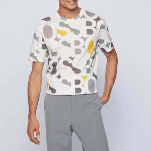 T-shirt à manches courtes pour homme, imprimé avec un motif géométrique, col rond, coupe classique, style décontracté en tricot - Product Image 3