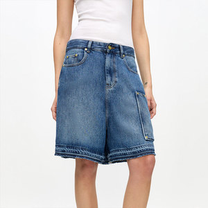 Shorts en jean pour femme respirants, taille haute, coupe ample, délavés à la pierre, écologiques, de haute qualité, avec service de conception OEM - Product Image 3