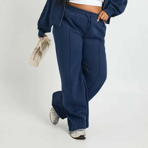 กางเกงวอร์มผู้หญิงผ้าคอตตอนผสม 100% คุณภาพสูง สีกรมท่า ทรงขาตรง เอวยางยืด ระบายอากาศดี ขายส่ง OEM - Product Image 5